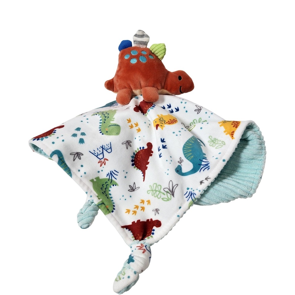 Mary Meyer Dinosaur Lovey Security Blanket Stegosaurus Plush Blue Corduroy 13in